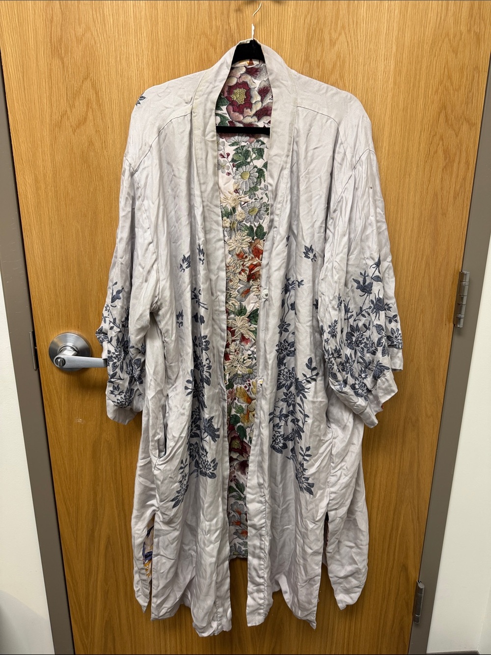 Johnny Was REVERSIBLE Boho Paisley Long Open-Front Coatigan in Cream & Rust - Picture 15 of 17